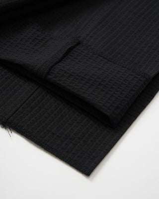 Echizenya Black Striped Seersucker Travel Drawstring Double Pleat Pant