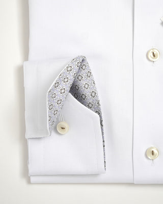 Eton White Solid Twill Slim Shirt With Medallion Contrast