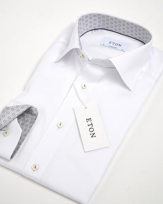 Solid Twill Contemporary Shirt With Contrast / White