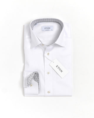 Solid Twill Contemporary Shirt With Contrast / White