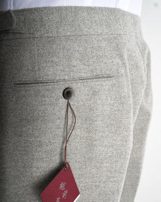 Cotton Flannel Double Pleat Side Tab Trousers / Grey
