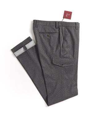 Echizenya Grey Printed Compact Jersey Stretch Cargo Pants