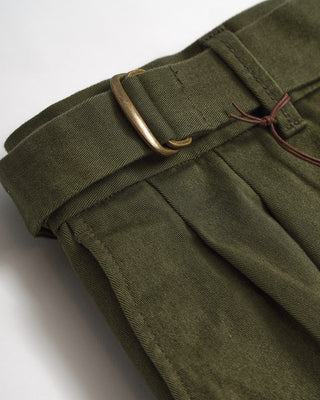 Echizenya Olive Comfort Stretch Relaxed Taper Ghurka Chino Pants