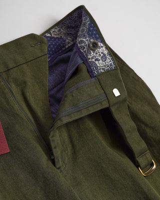Echizenya Olive Comfort Stretch Relaxed Taper Ghurka Chino Pants