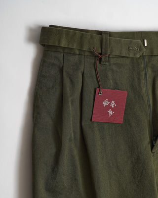 Echizenya Olive Comfort Stretch Relaxed Taper Ghurka Chino Pants