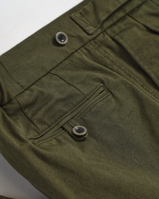 Echizenya Olive Comfort Stretch Relaxed Taper Ghurka Chino Pants