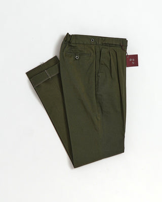 Echizenya Olive Comfort Stretch Relaxed Taper Ghurka Chino Pants