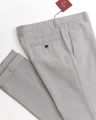 Echizenya Lightweight Grey Pinstripe Seersucker Pants Detail