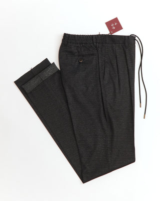 Echizenya Grey Black Printed Superstretch Jersey Drawstring Pants 