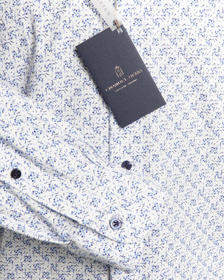 Emanuel Berg Blue Archival Print Stretch Shirt 