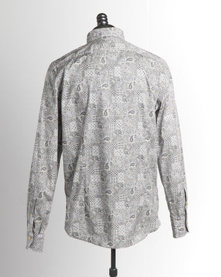 Emanuel Berg Beige Baroque Tile Stretch Cotton Poplin Shirt