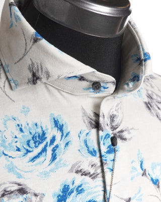 Emanuel Berg Grey Floral Print Jersey Shirt 
