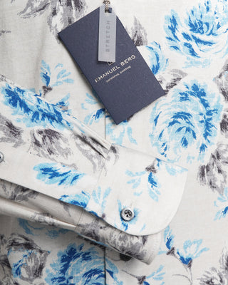 Emanuel Berg Grey Floral Print Premium Jersey Stretch Shirt 
