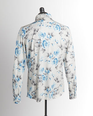 Emanuel Berg Grey Floral Print Jersey Stretch Shirt 