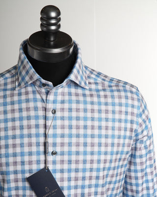 Emanuel Berg Modern Fit 4Flex Blue Check Shirt