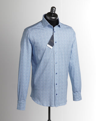 Emanuel Berg Modern Fit 4Flex Light Blue Petal Print Shirt 