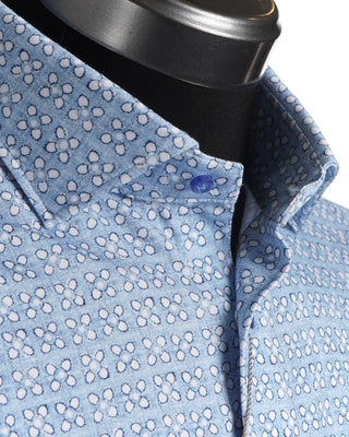 Emanuel Berg Modern Fit Light Blue Petal Print Shirt 