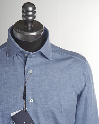 Emanuel Berg Modern Fit 4Flex Solid Blue Shirt