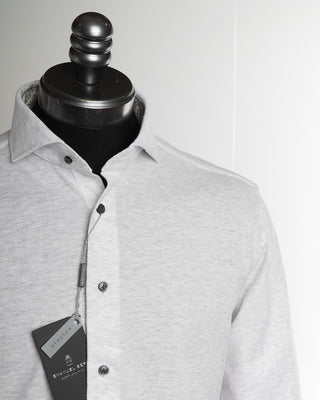 Emanuel Berg Modern Fit Heathered Grey Stretch Knit Shirt