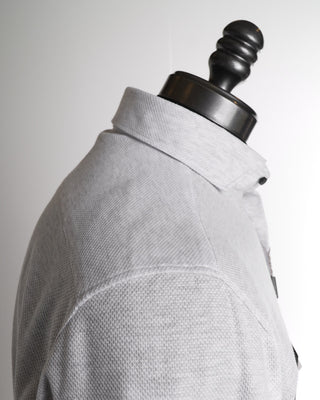Emanuel Berg Modern Fit Heathered Grey Jersey Stretch Knit Shirt