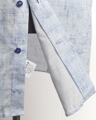 Emanuel Berg Modern Fit Mosaic Print Light Blue Shirt
