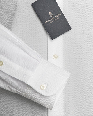 Emanuel Berg Modern Fit White Textured Crinkle Shirt 