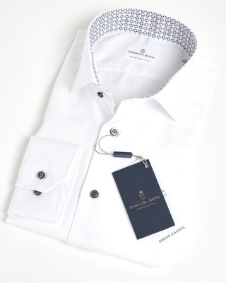 Modern Fit Twill Shirt W Grey Buttons