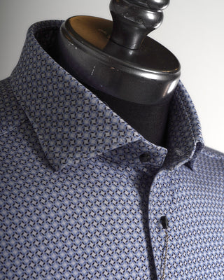 Emanuel Berg Modern Fit 4Flex Light Blue Geometric Print Shirt