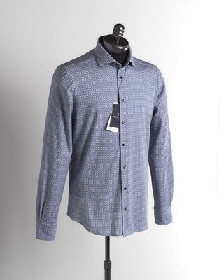 Emanuel Berg Modern Fit 4Flex Light Blue Geometric Print Shirt