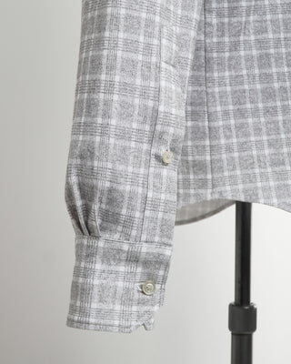 Emanuel Berg Modern Fit 4Flex Grey Plaid Shirt Cuff