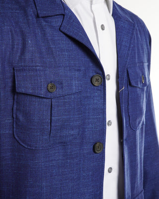 Emanuel Berg Blue Textured Dobby Overshirt