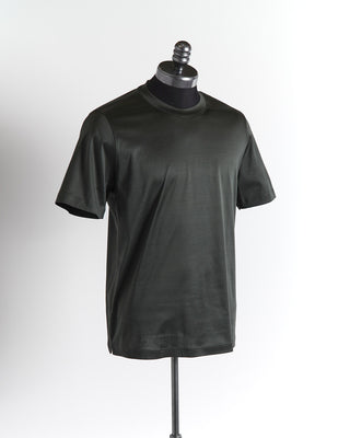 Eton Olive 'Filo di Scozia' Cotton Jersey Slim Fit T-shirt