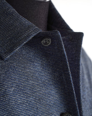 Eton Blue Mouline Flannel Jersey Slim Shirt Jacket
