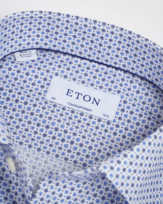 Eton Blue Medallion Print Contemporary Shirt