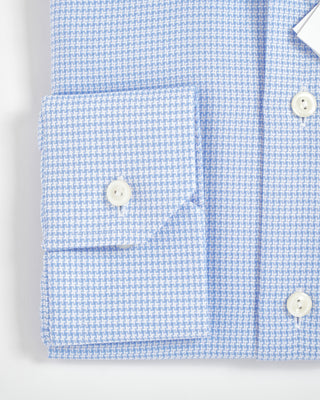 Eton Light Blue Houndstooth Basketweave Slim Shirt Cuff