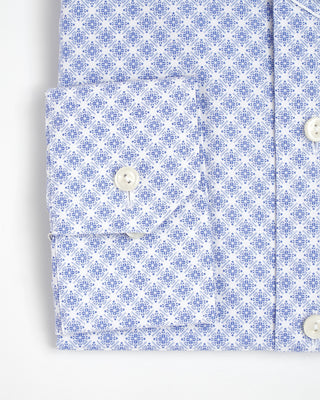 Eton Signature Twill Light Blue Medallion Print Contemporary Shirt 