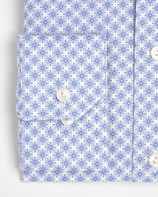Eton Signature Twill Blue Medallion Print Slim Dress Shirt 