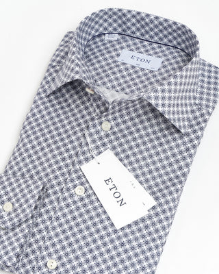 Eton Signature Twill Midnight Navy Medallion Print Shirt