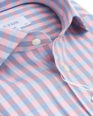 Eton Pink & Light Blue Check Slim Shirt