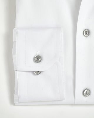 Signature White Twill Slim Shirt With Grey Buttons