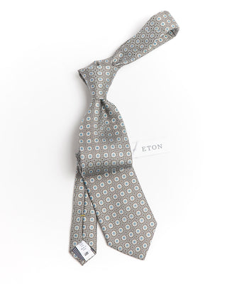 Eton Brown Light Blue Neat Jacquard Tie 