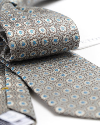 Eton Brown Light Blue Neat Jacquard Silk Tie 