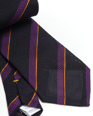Eton Black Purple Striped Grenadine Tie