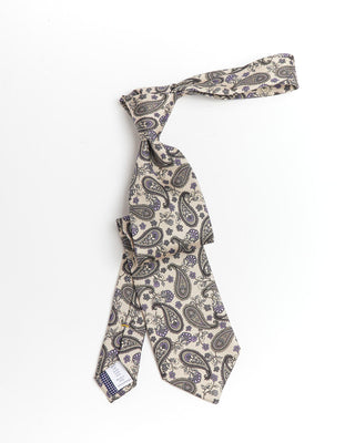 Eton Brown Beige Paisley Printed Tie