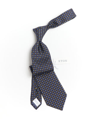 Eton Navy Neat Floral Printed Silk Tie 