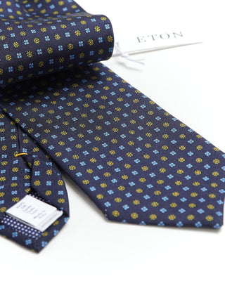 Eton Navy Neat Floral Printed Silk Tie 