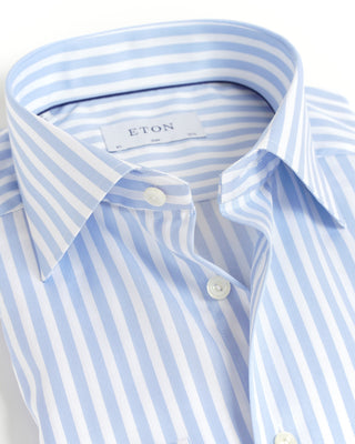 Eton Light Blue Bold Stripe Slim Shirt