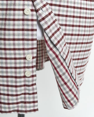 Eton Burgundy Check Flannel Slim Shirt Inside Label
