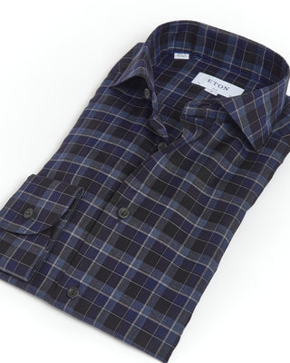 Eton Plaid Flannel Slim Shirt