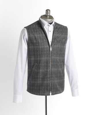 Eton Grey Check Twill Wool Cashmere Vest 